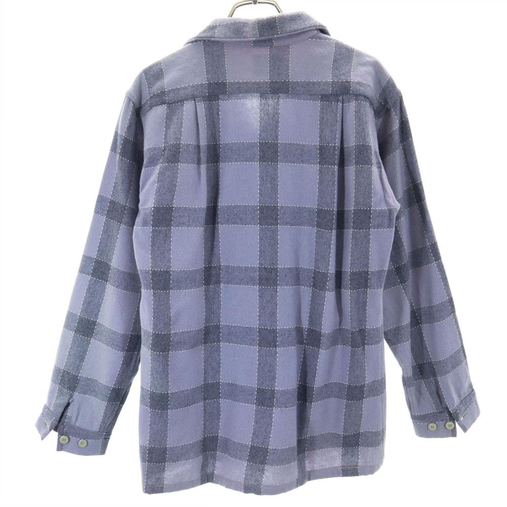 Vintage 50s Open Collar Check Long Sleeve Open Collar Shirt M Gray Men's Used