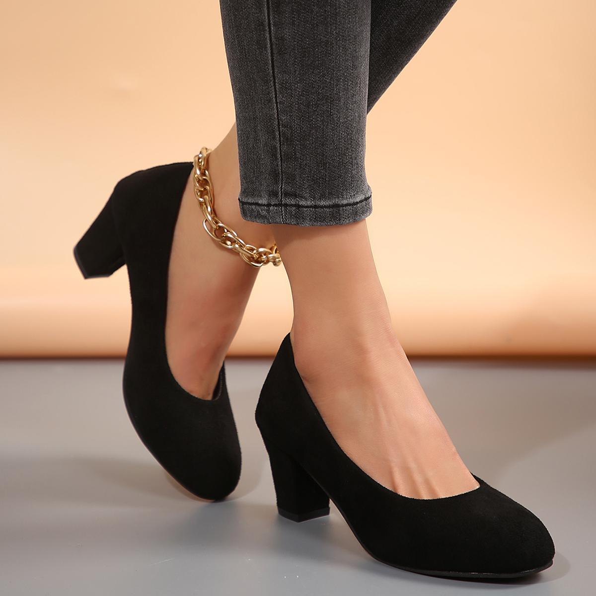 

Spring and Autumn New Pointed Comfortable Banquet High Heels Women s Fashion Elegant Coarse Heels Casual Walking Single Shoes 35