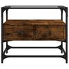 TV Cabinet with Glass Top Smoked Oak Finish 60 x 35 x 51 cm Engineered Wood