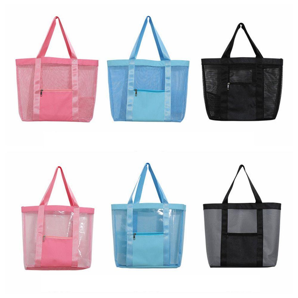 Storage Bag Beach Tote Bag PVC Travel Shoulder Bag Portable Transparent Mesh Bag  Washing