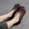 Johnature Retro-Echtleder, ausgehöhlt, atmungsaktiv, flache Schuhe, runde Zehen, lässige Damen-Slip-on-Schuhe