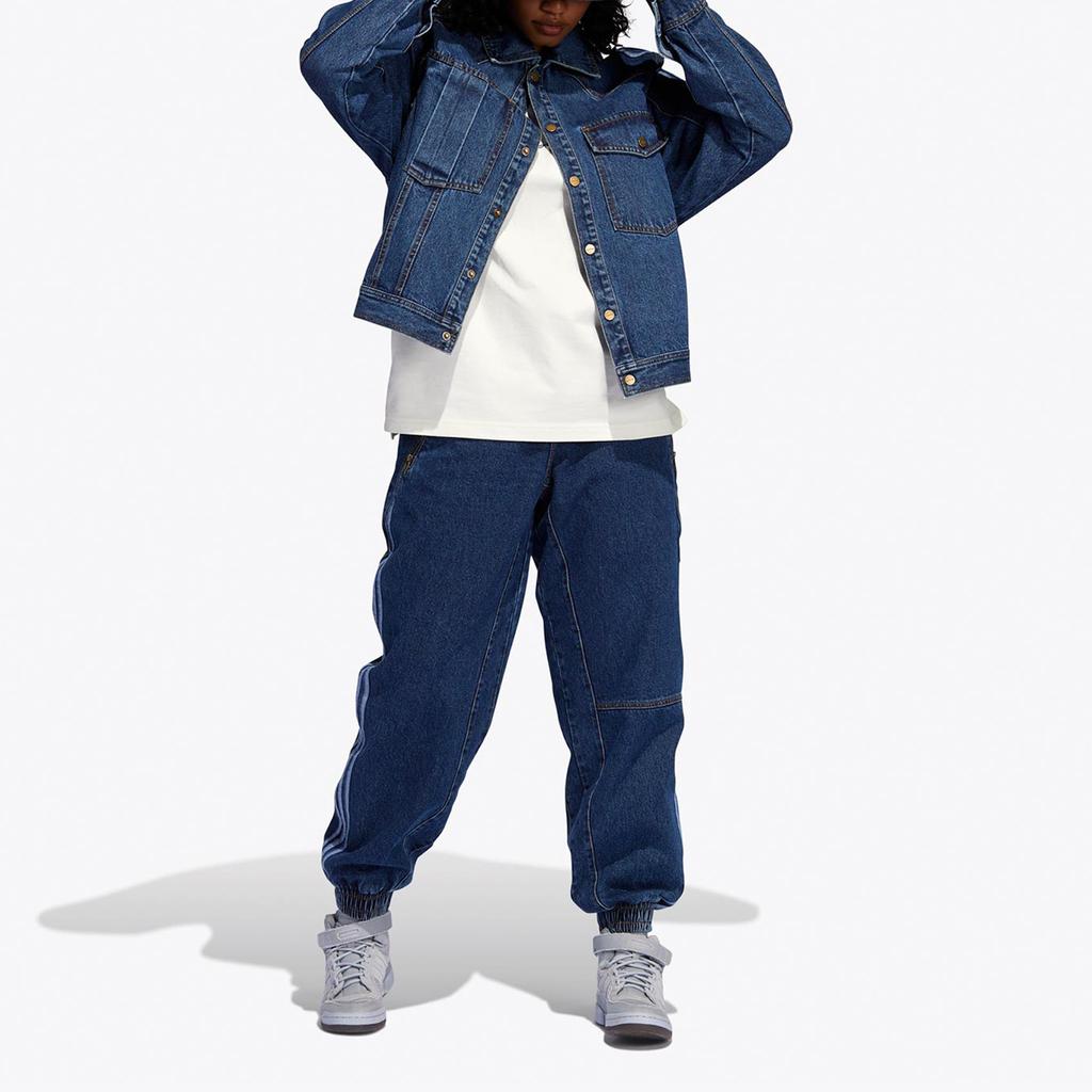 Adidas Originals Trefoil X Ivy Park Co-Branded Striped Single-Breasted Casual Denim Jacket Men Outerwear Blue HG6544