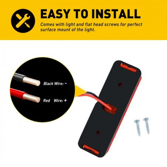 4x LED Red Side Lights Marker RV Truck Trailer Clearance Light Lamp Waterproof A