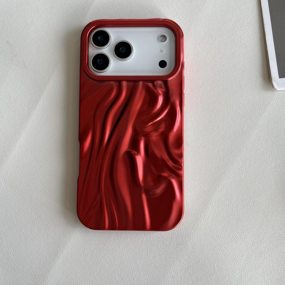 

Fashion Plating Glossy Phone Case For iPhone 17 Air 16E 16 15 14 13 12 11 Plus Pro Max Full Frame Frosted 3D Wave Wrinkle Cover iPhone17