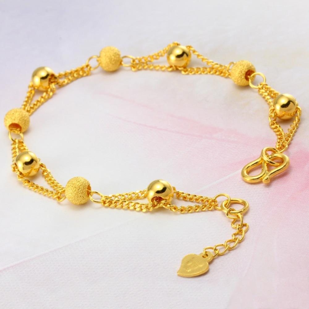 Laos Sand Gold Plated Beaded Bracelet European Coin Style Wedding Jewelry Fashion Accessory
