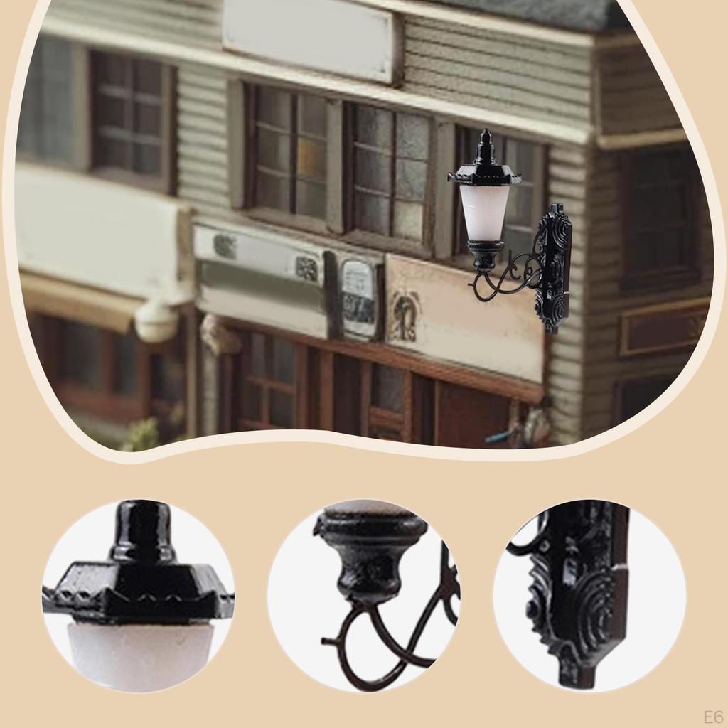 Miniature Wall Lamp Decoration DIY Projects Vintage Garden Model Luminous for 1/64 Building
