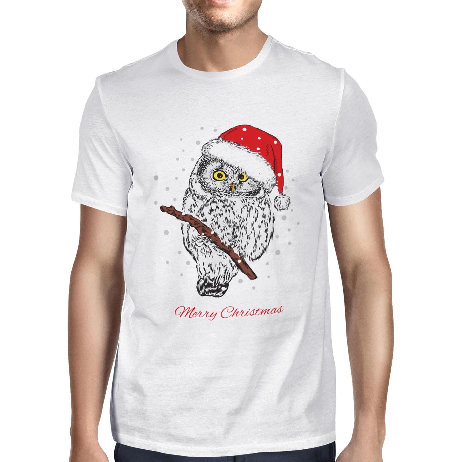 1Tee Mens Owl Merry Christmas Animal T-Shirt XS