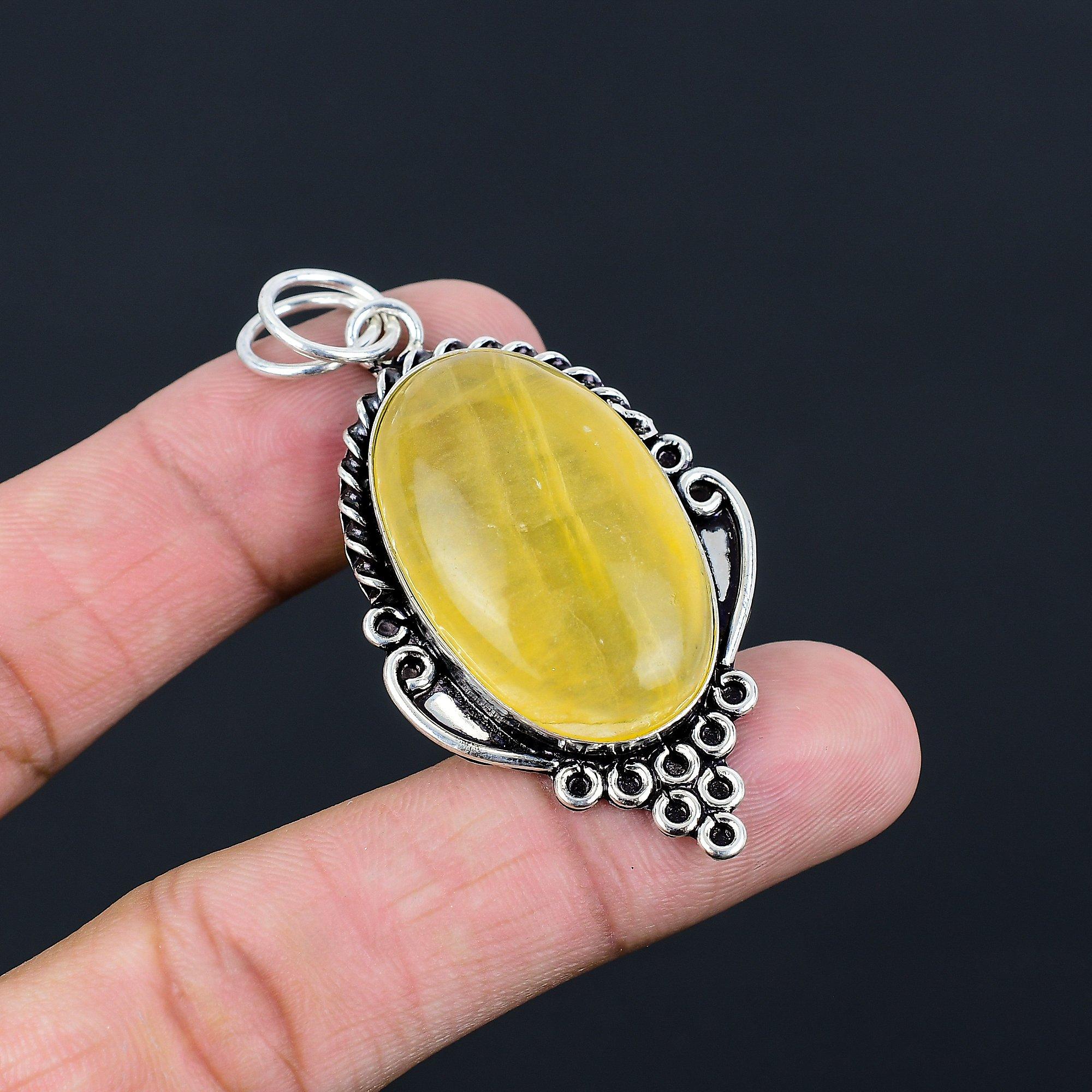 Natural Multi Fluorite 925 Sterling Silver Bezel Wedding Mother Pendant Jewelry