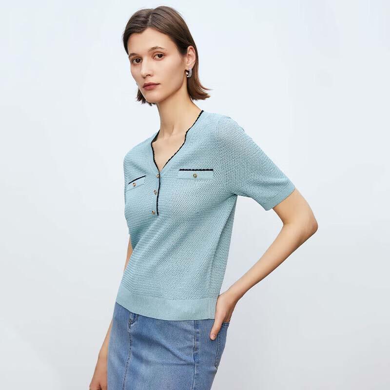 JESSIE Women's V-Neck Short Sleeve Knit Top