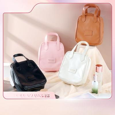 Borsa da Trucco a Mano con Guscio in PU Grande Capacità Alto Livello Estetico Borsa per Cosmetici Borsa da Toilette