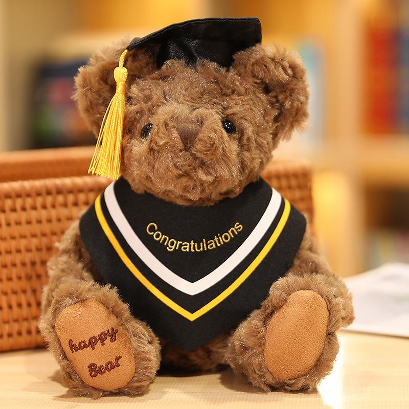 New British Doctor Teddy Bear Plush Toy Doll Graduation Gift Souvenir for Friends Brown Bear