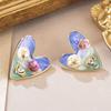 Monet Oil Painting Series Love Earrings Natural Pearl Flower Stud Earrings High Sense Personality Retro Fringed Earrings Women