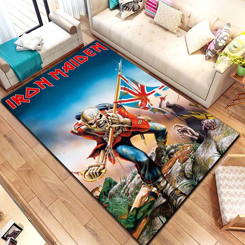 Band I-Iron M-Maidens Carpet Yoga Mat Living Room Bedroom Decoration Home Office Hotel Entrance Non slip Area Flannel CarpetGift