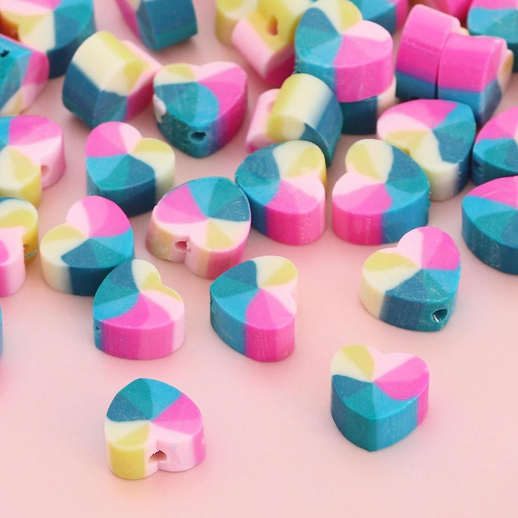 30 Τεμάχια 9*10mm Μίξη Χρωμάτων Καρδιά Αγάπης Χαλαρές Χάντρες Χάντρες Πολυμερούς Πηλού Για Κατασκευή Κοσμημάτων DIY Βραχιόλι Κολιέ Σκουλαρίκια