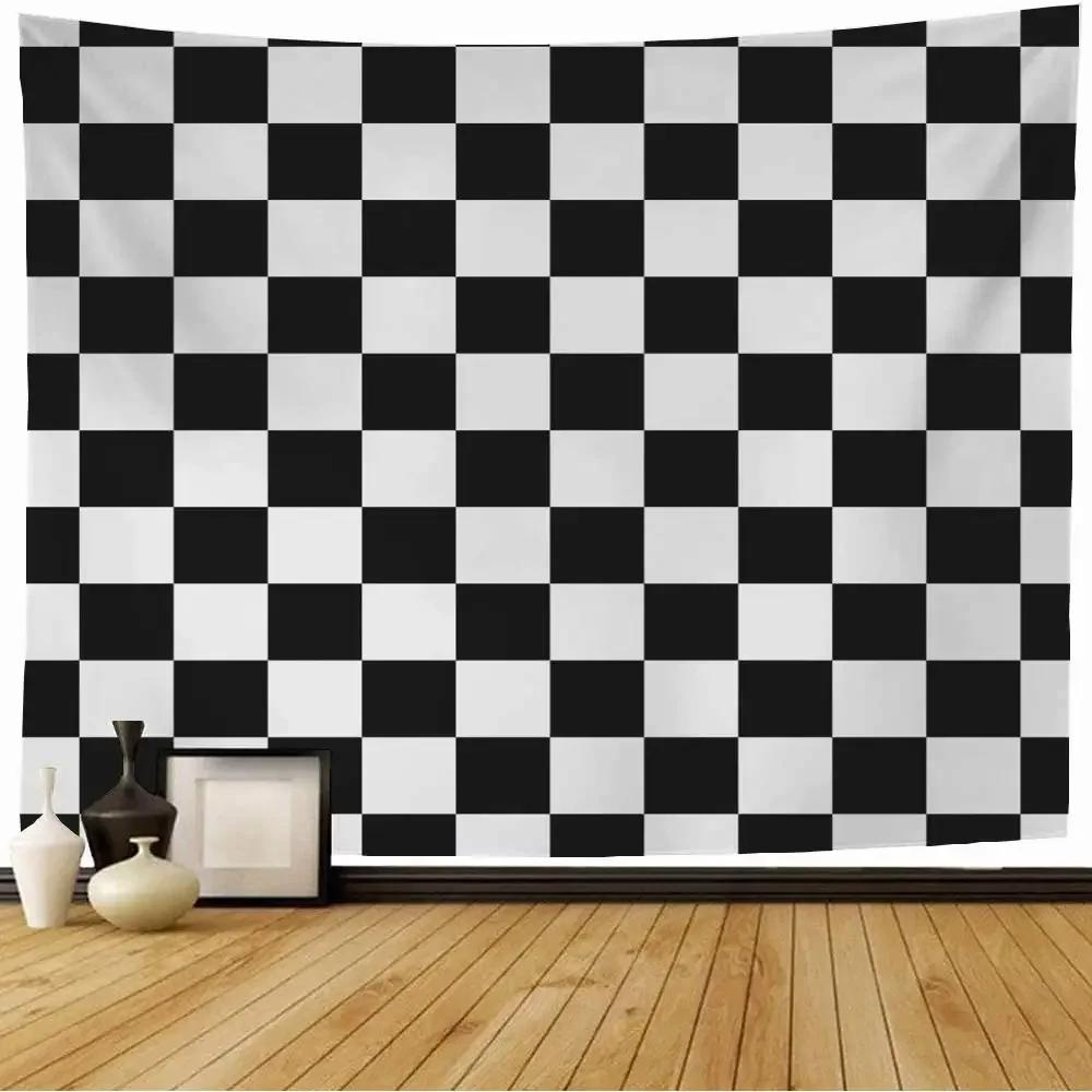 Checkered Tapestry Geometric Squares Style Tapestry Traditional Game Board Tapestry Wall Hanging for Bedroom Living Room Dorm