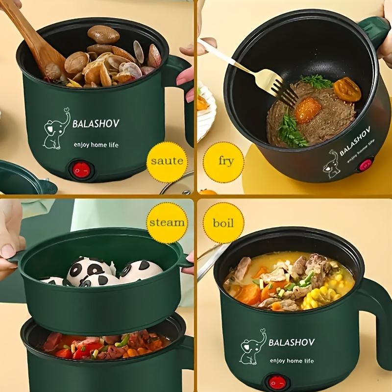 Mini plat à réchaud électrique portable pour 1 à 3 personnes, poêle à frire électrique antiadhésive multifonctionnelle, pot de nouilles Lamian utilisé pour la friture/le ragoût/la cuisson à la vapeur.