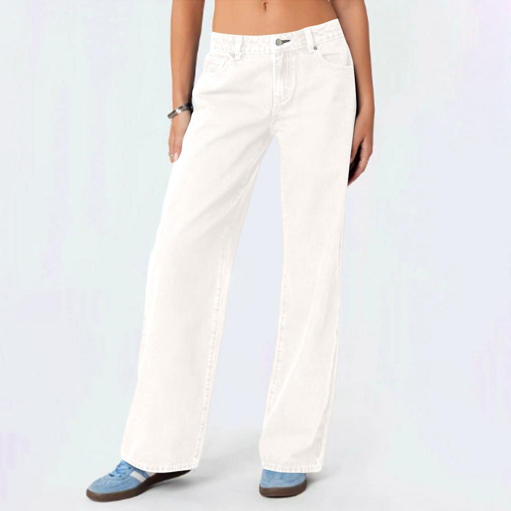 Women's Fashionable, Versatile, Tall-Enhancing, High-Waisted Wide-Leg Jeans