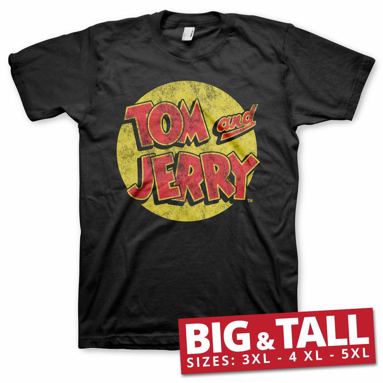 Officially Licensed Tom Jerry Washed Logo Big Tall 3XL4XL5XL Men T-Shirt L
