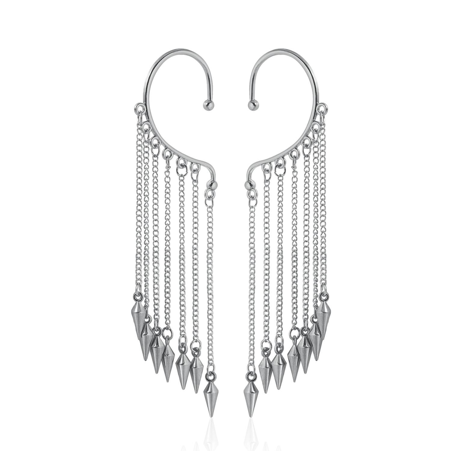

Metal Tassel Ear Cuff Non-pierced Design, Hot Girl Sexy Exaggerated Cone Ear Jewelry For Women 1