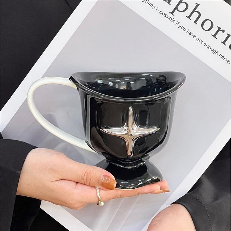 Ceramic Cup with Handle Home Office DIY Coffee Latte Ice American Mug 350ml Drinking Cup Water Cup Gift