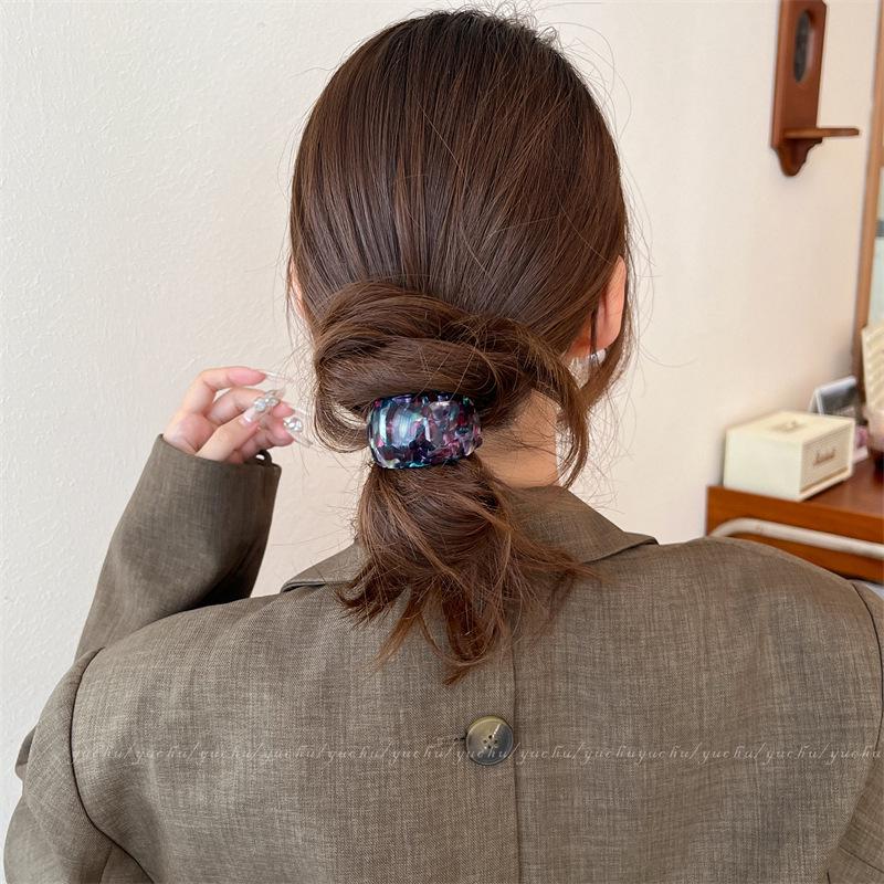 

Корейская ацетатная веревка для волос - женский бант, полукруглый, черно-белый сетчатый дизайн, элегантный стиль «ниша».