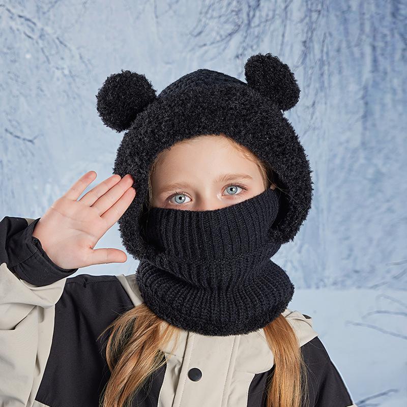 Winter Warme Kinder Bär Hut Gesichtsmaske Gehörschutz Hut Kälte-Beweis Plüsch Balaclava Hut Mit Kapuze Hals Wärmer Outdoor