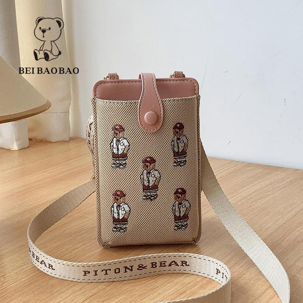 Damen Retro Farbblock Cartoon Umhängetasche für Lässige Mode, Passend für Handy