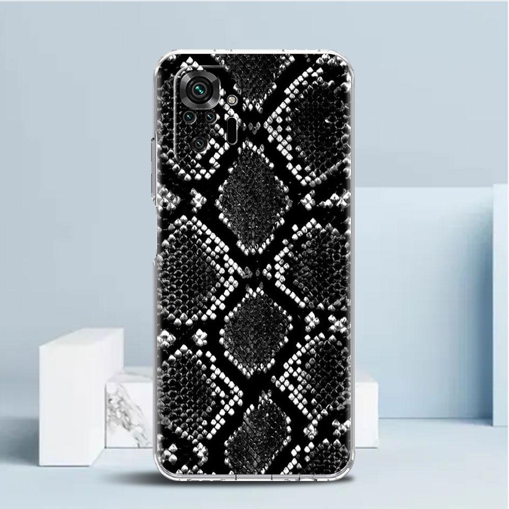 Snake Skin Print Case For Xiaomi Redmi Note 11 Pro 10 9 9S 8 8T 7 9A 9C 9T 10 10C K40 Clear TPU Soft Phone Cover