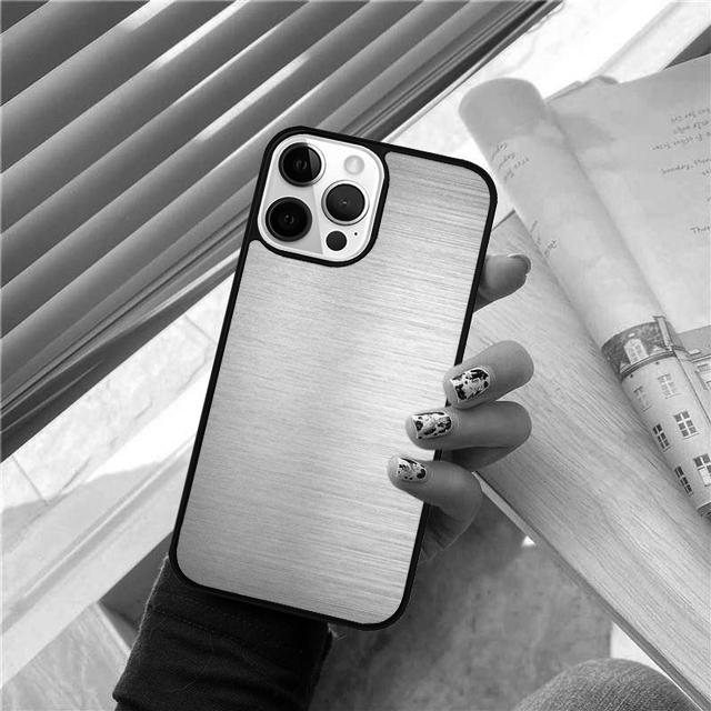 Brushed Metal Texture Steel Print Phone Case Cover For iPhone 17 Air 15 16 14 13 12 Pro Max 11 Pro Max Plus Coque