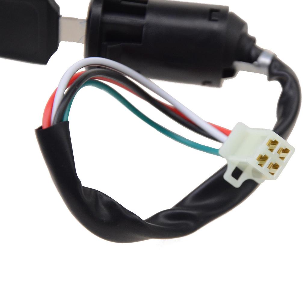 ATV & Off-road Vehicle Ignition Switch Key with Plastic Door Lock, Four-wire, Two Female Connectors (50-250cc)
