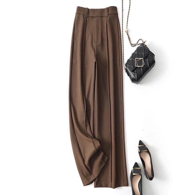 

Женские брюки с высокой талией и широкими штанинами на весну/лето — профессиональные, облегающие, прямые, повседневные, стиль OL S кофейный