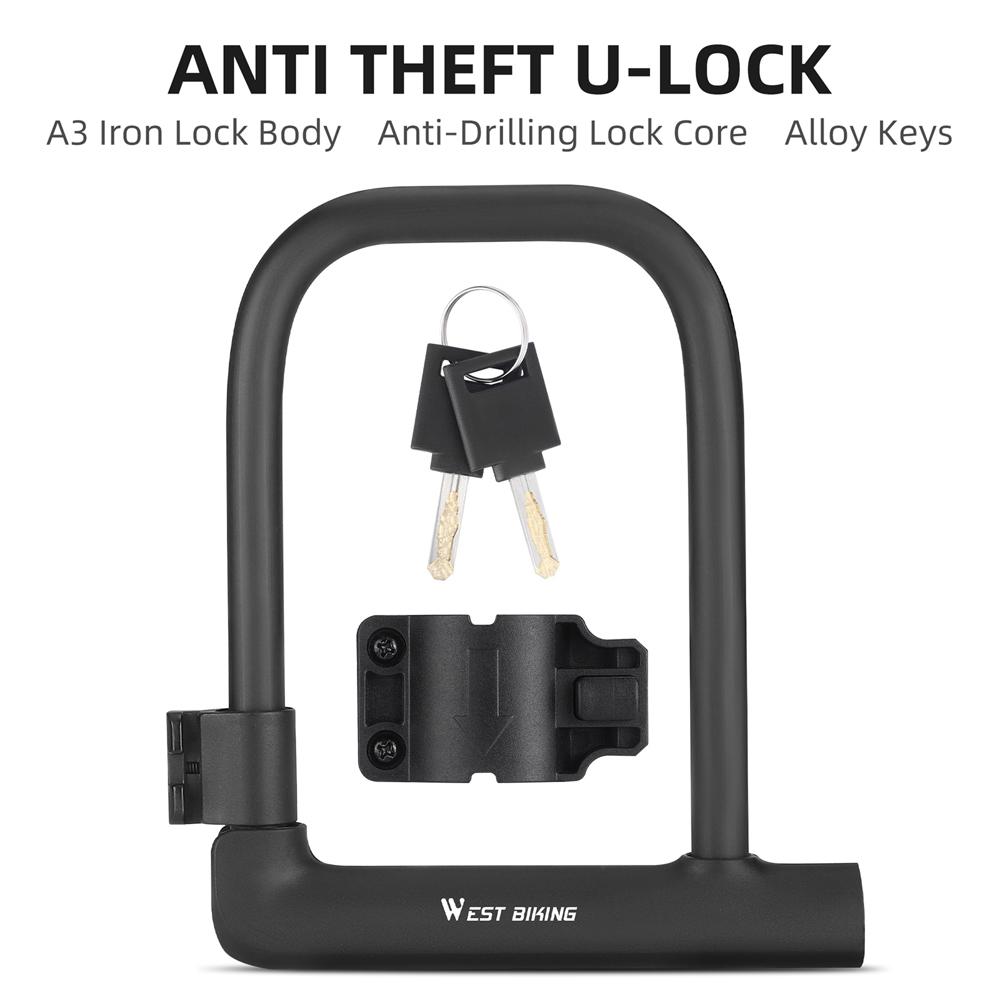 Bicycle U Lock Portables Mountain Road Bike Padlock Anti-theft Security Scooter Motorcycle Lock Cycling Accessories