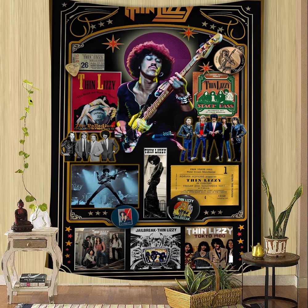 Tapestry da Parete Fai-da-te Anime Band Rapper Classica Thin Lizzy per Soggiorno Casa Dormitorio Decorazione Arte da Parete