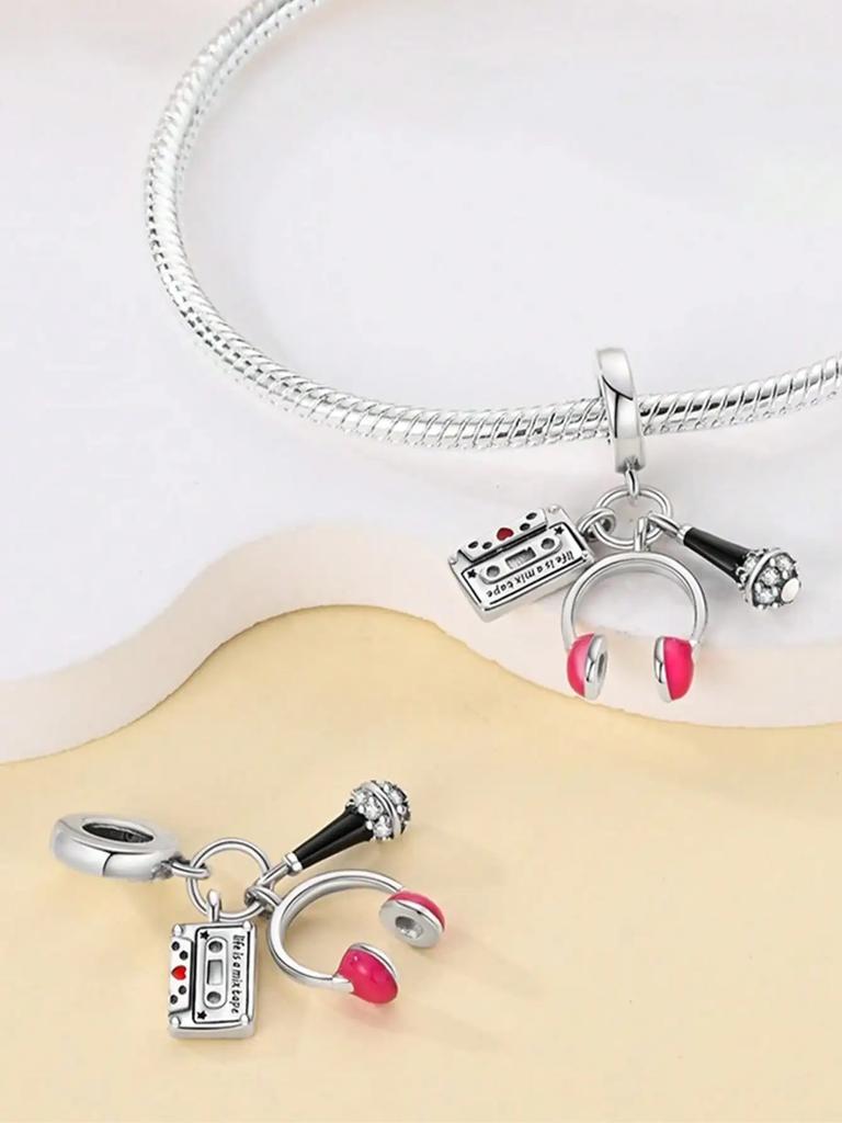 Charms Plata Copper Colors Music Cat Earphones Harp Beads Charm Pendant For Original Bracelet For Women Diy Jewelry Love Gift