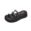 Design Sense Rivet Sandals Women's Summer Wear 2025 New Casual Muffin Thick Bottom Fashionable Versatile One-word Slippers