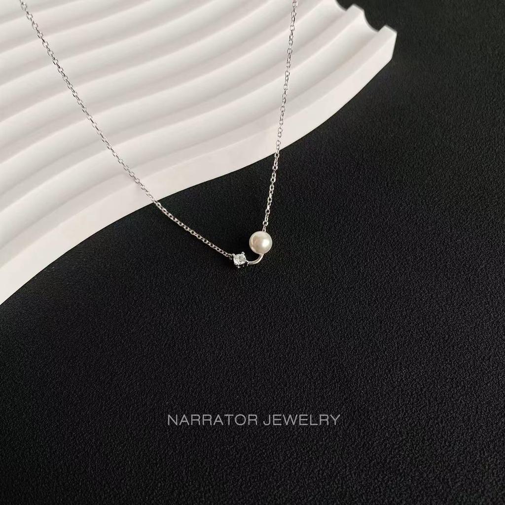 Exquisite Silver-Plated Pearl Necklace - Women's Summer Luxury Collarbone Chain
