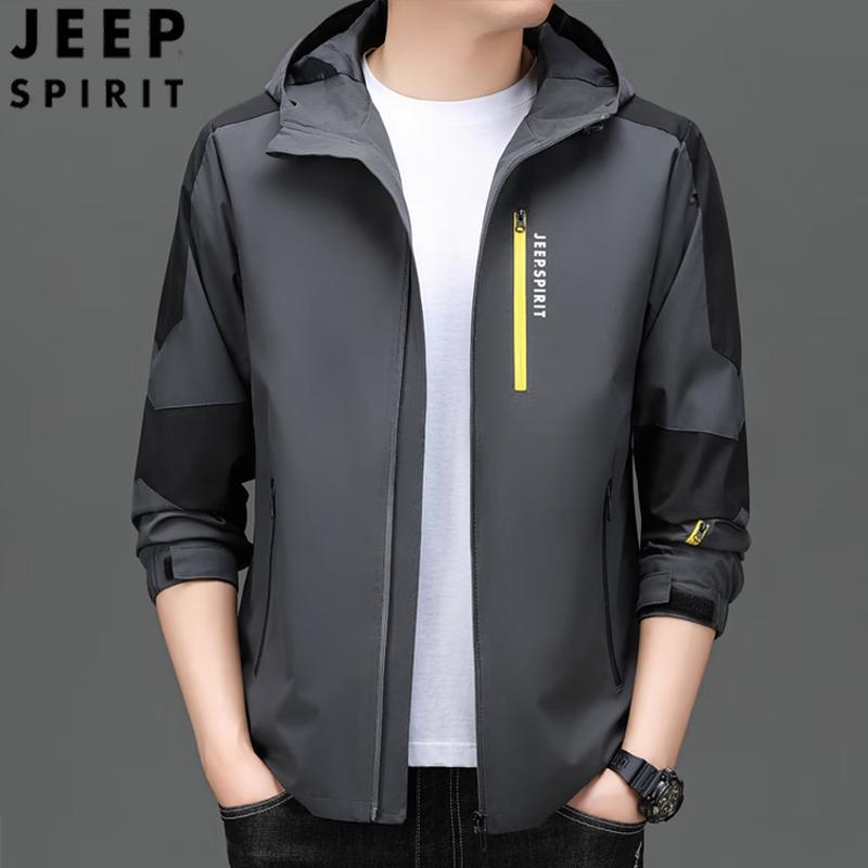 JEEP SPIRIT Men's Windproof Hooded Casual Jacket
