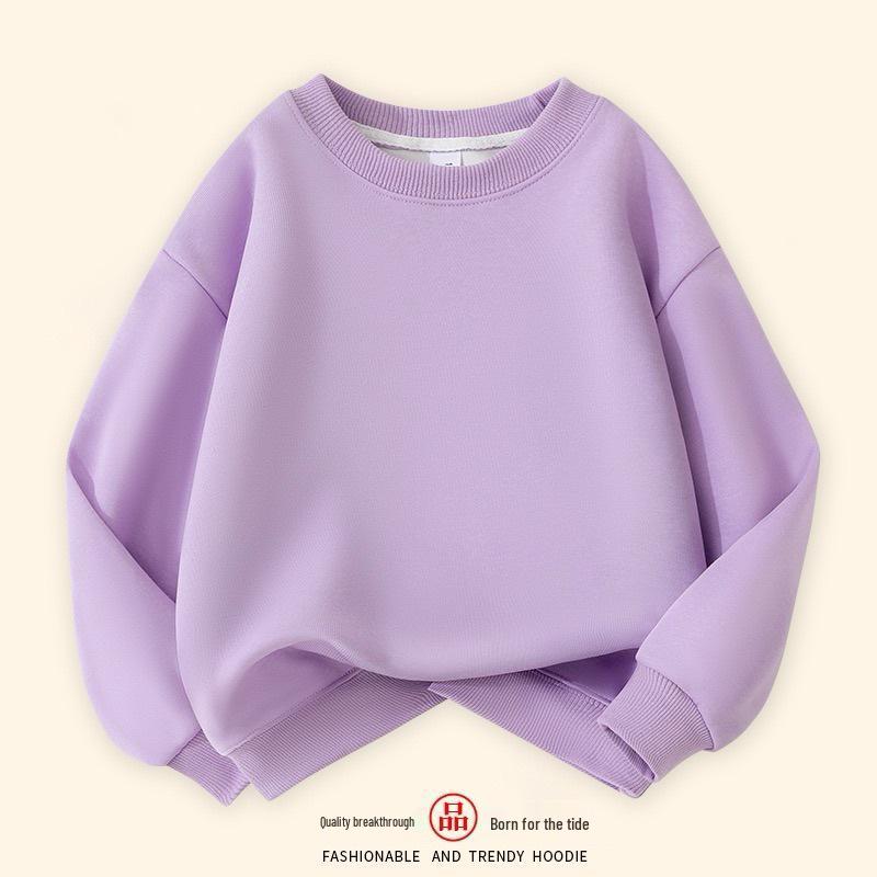 

Children s Solid Color Crew Neck Sweatshirt - Autumn Style Long Sleeve Pullover for Boys and Girls 160 cm фиолетовый