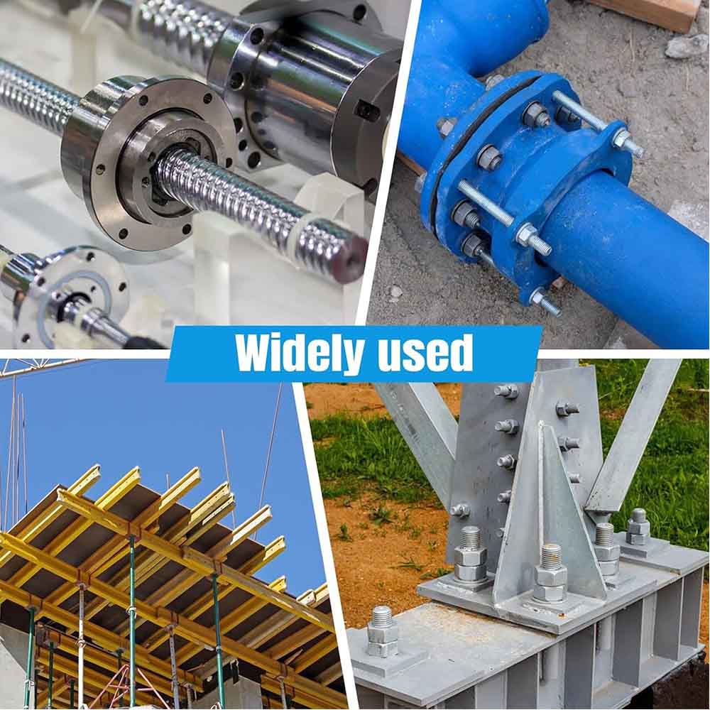 M8 Threaded Rods 300mm with 12 Nuts (6pcs) Galvanized Steel