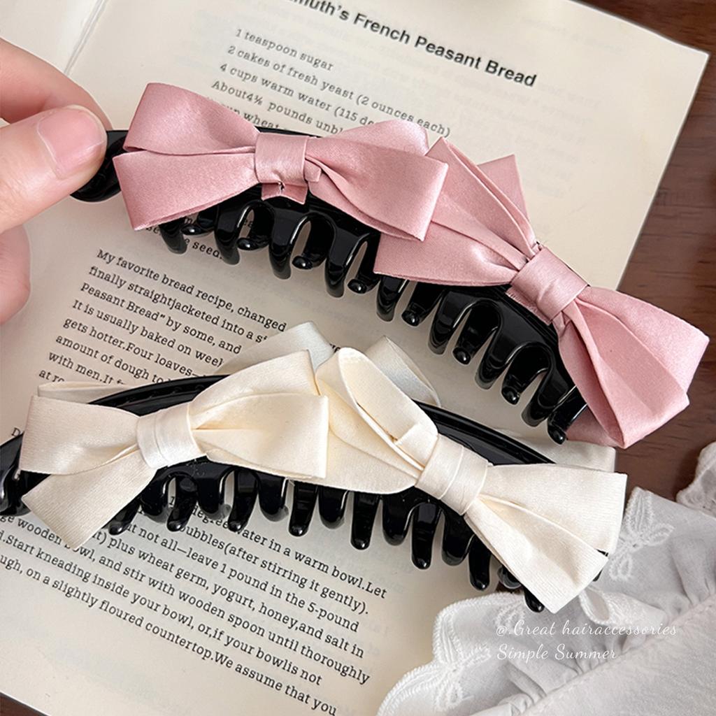 Korean Bow Banana Clips For Women Sweet Bowknot Ponytail Hairpins Hair Clamps Clip Barrettes Elegant Party Hair Accessories New