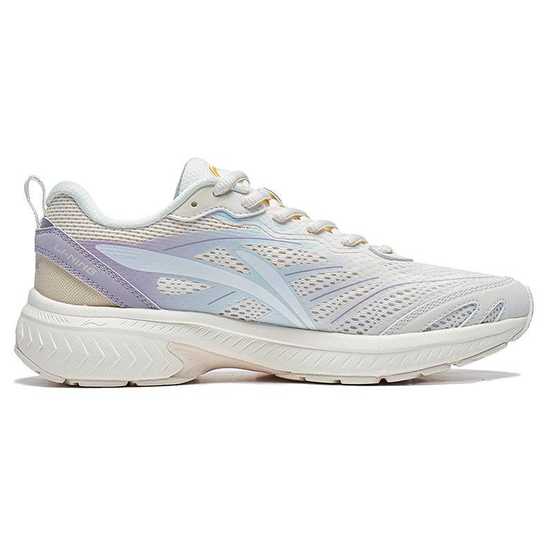 Li Ning Slip Resistant And Breathable Low Top Casual Running Shoes Women's White Blue Purple ARXT014-4