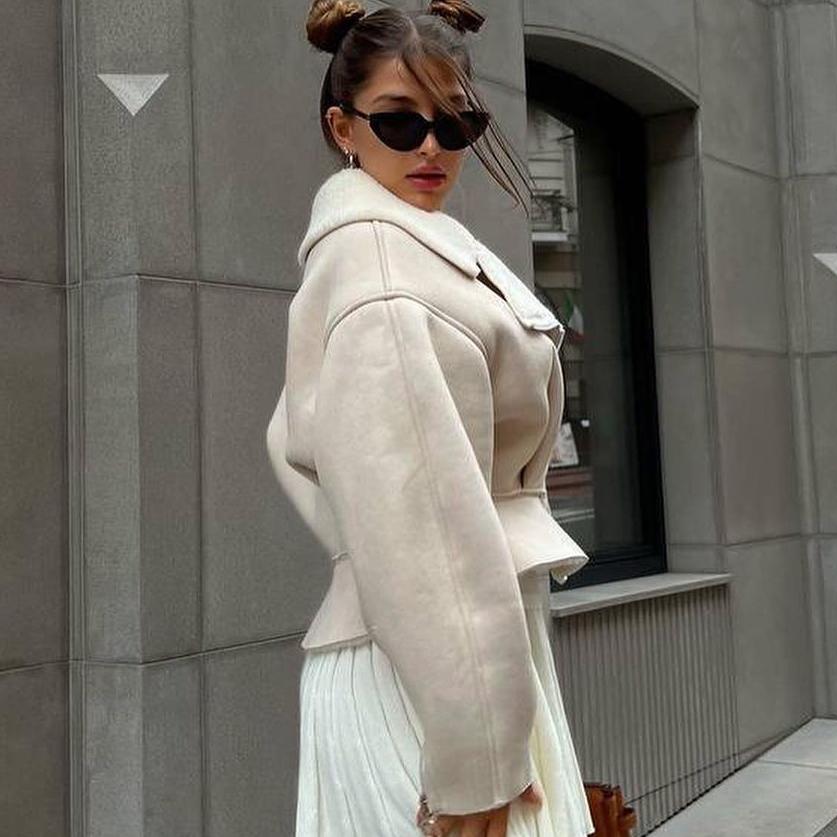 Moda Femei Toamnă și Iarnă Nouă cardigan cu rever de pluș Manton cald