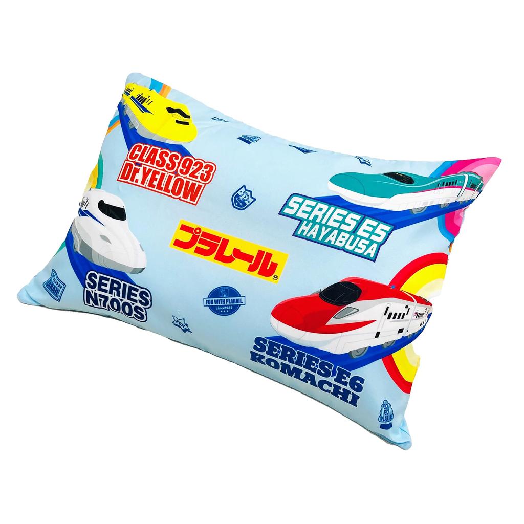 MORIPiLO Plarail Pillowcase Soft Peach Junior Size for Plush Toy Doctor Komachi Makura no Morishita (Shinkansen Skin) Kids, Blue, 35x50cm,
