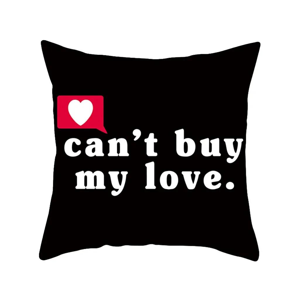 Red Black Series Heart Love Papa Pattern Print Soft Square Pillowslip Polyester Cushion Cover Pillowcase Living Room Home Decor