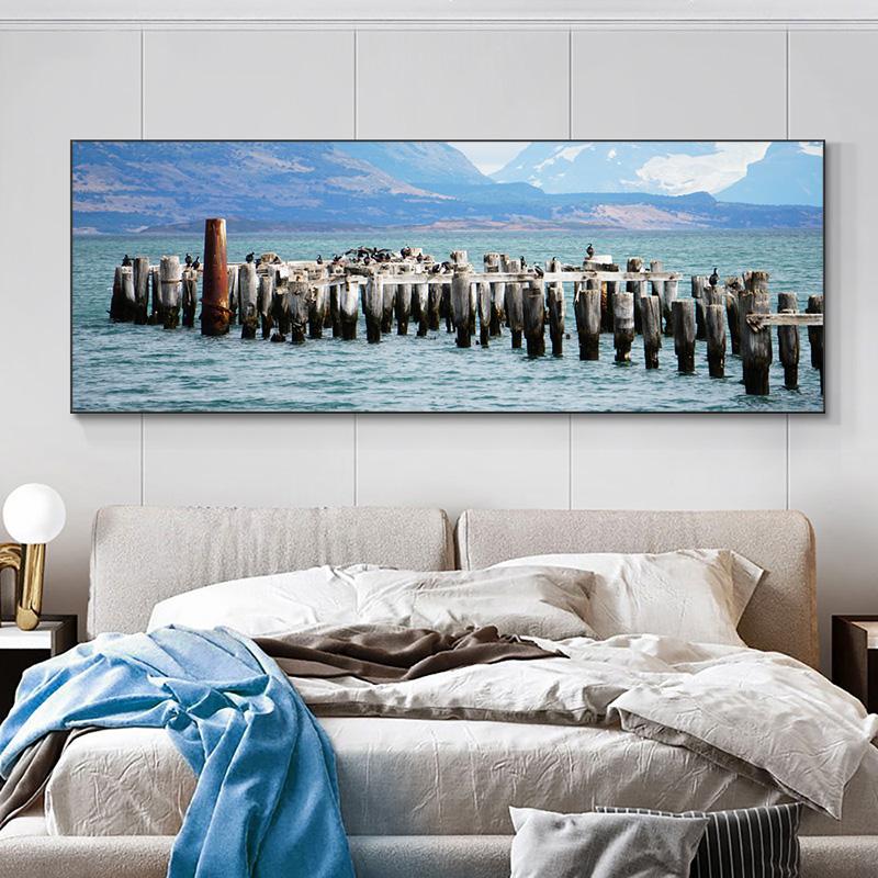 

Деревянный мост, птицы, постеры и принты, пейзаж, холст, живопись, настенное искусство для гостиной, домашний декор, фотографии с горным озером