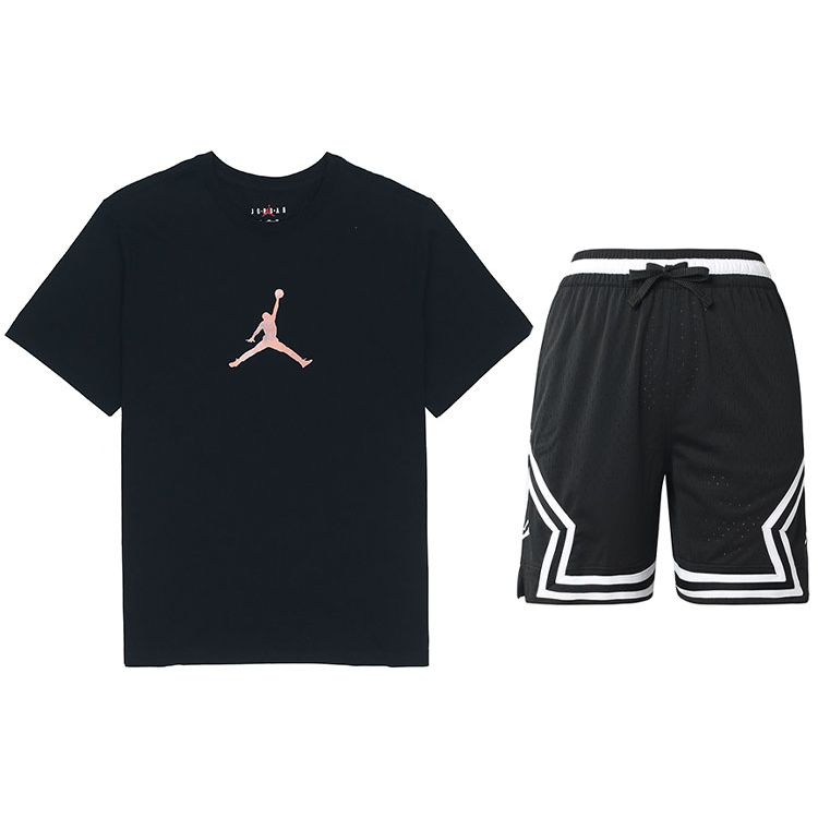 

Jordan Solid Logo Letter Casual Sports Suit Men suit Black DO8899-010+DH9076-010 L