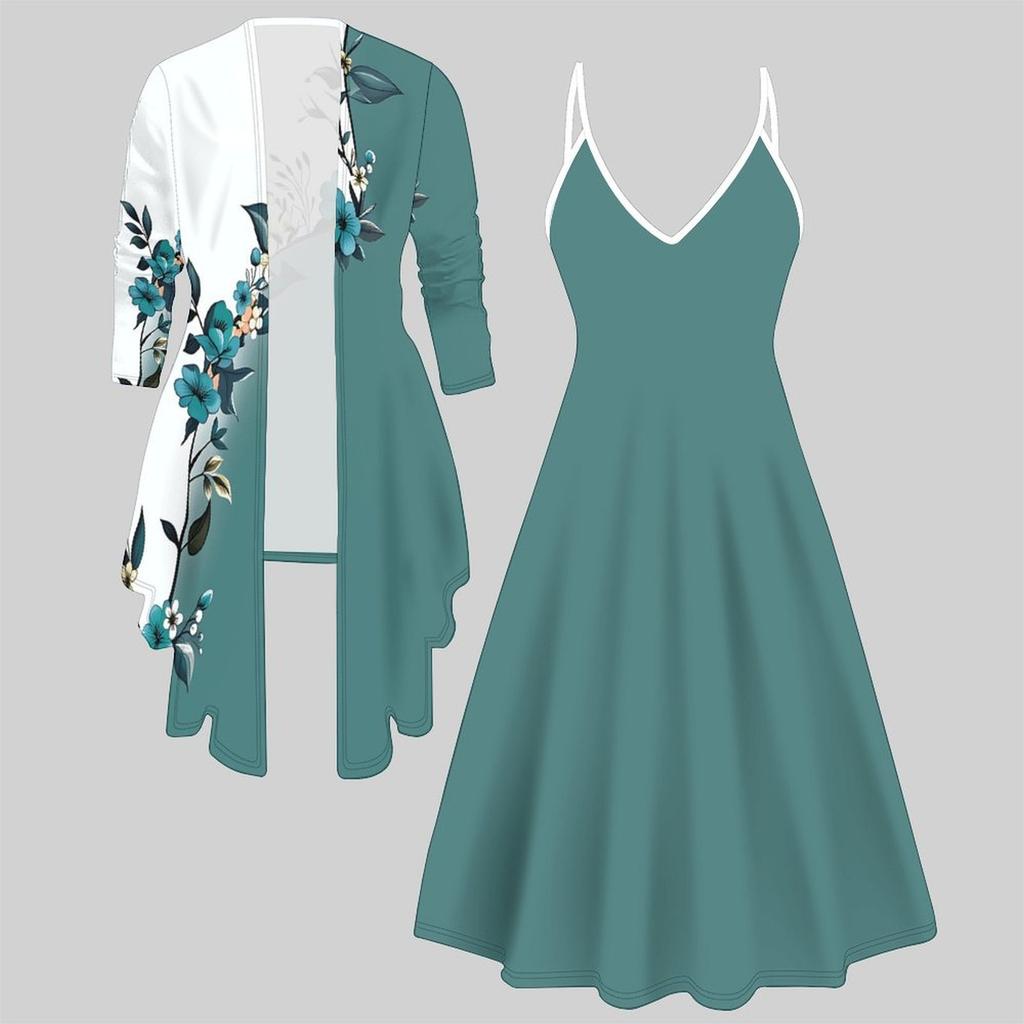 3D Printed Set Dress Coat , Single Color, Diverse Shapes Fashion Print,suitable for Various Scene Fashion Styles