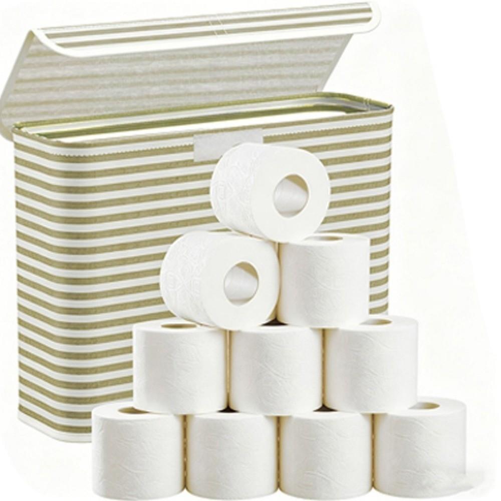 With Lid Toilet Paper Holder Stripe Printed Bathroom Tissue Box Laundry Basket Bathroom