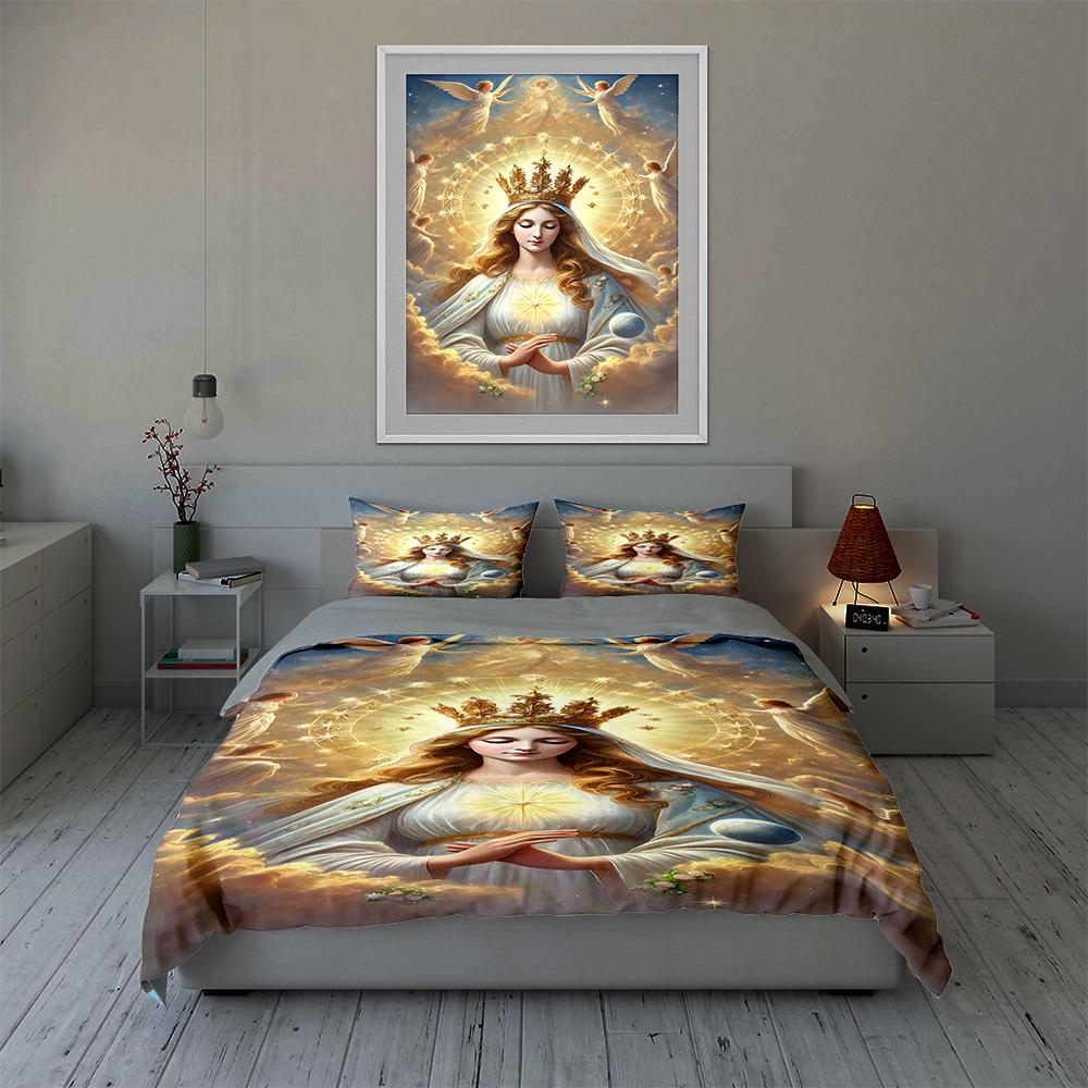 Golden Celestial Portrait Bedding Duvet Cover Sets Duvet Covers Pillowcases Gifts (1 * Duvet Cover 2 * Pillowcases, Without Duvet Insert)