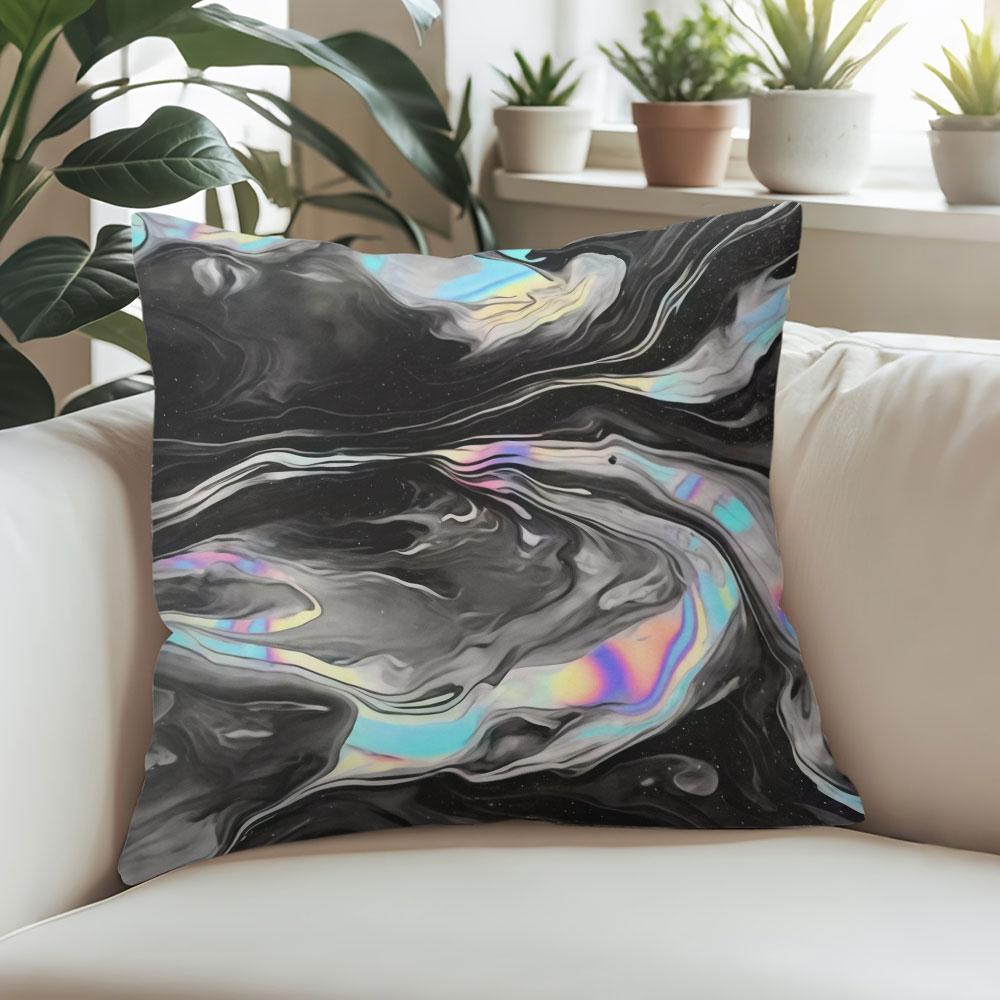 Black Fluid Square Jacquard Pillow Cover for Sofa Office Waist Cushion Cover Home Decorative Pillowcase